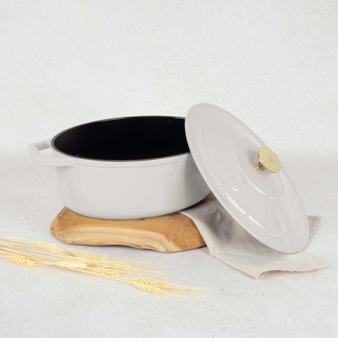  BH/6540, Asador ovalado de hierro fundido de 30 cm, Crema, Asador ovalado de 30 cm, Hierro fundido, Asador, Asador ovalado, Asador con tapa, Utensilios para hornear, Horneado, Bandeja para asar