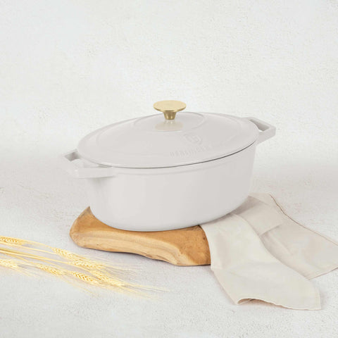  BH/6540, Asador ovalado de hierro fundido de 30 cm, Crema, Asador ovalado de 30 cm, Hierro fundido, Asador, Asador ovalado, Asador con tapa, Utensilios para hornear, Horneado, Bandeja para asar