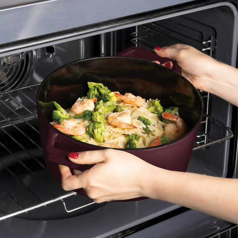  BH/6542, Cacerola de hierro fundido de 24 cm, Burdeos mate, Cacerola de 24 cm, Hierro fundido, Cacerola, Olla, Cacerola con tapa, Batería de cocina, Cocina, Ollas y cazuelas