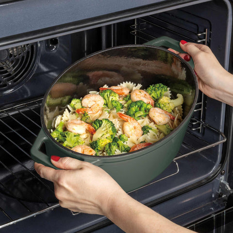  BH/6545, Asador ovalado de 30 cm de hierro fundido, Verde mate, Asador ovalado de 30 cm, hierro fundido, asador, asador ovalado, asador con tapa, utensilios para hornear, hornear, Bandeja para asar