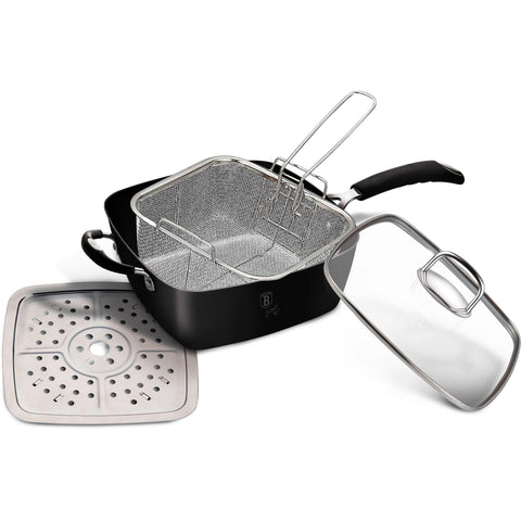  BH/6554, juego de 4 sartenes cuadradas, negro, juego de sartenes cuadradas, juego de sartenes cuadradas profundas, olla cuadrada para cocinar, sartenes, juego de sartenes