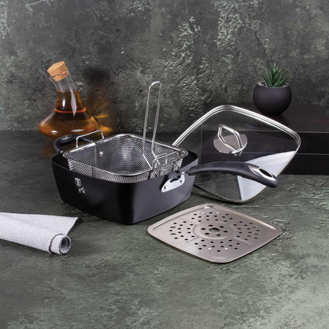  BH/6554, juego de 4 sartenes cuadradas, negro, juego de sartenes cuadradas, juego de sartenes cuadradas profundas, olla cuadrada para cocinar, sartenes, juego de sartenes