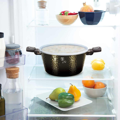 BH/6573, Cacerola con tapa 28cm, negra, cacerola de 28 cm, batería de cocina inteligente, cacerola, olla, cacerola con tapa, batería de cocina, cocina