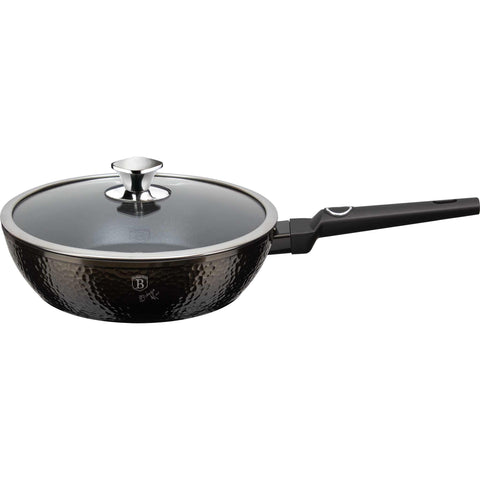 sartén, sartén honda, sartén honda con tapa, sartén, batería de cocina, cocinar, sartén honda 24 cm, negra,,BH/6574