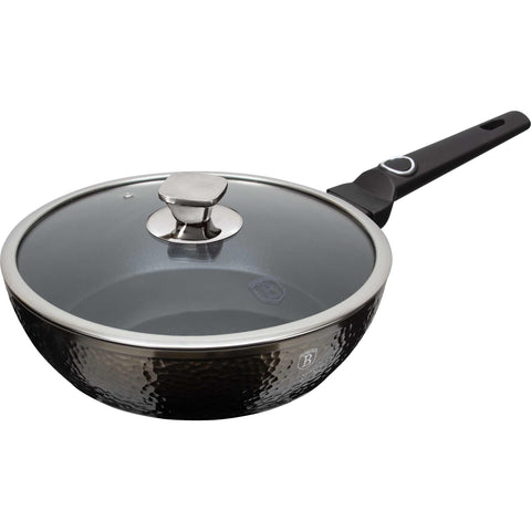 sartén, sartén honda, sartén honda con tapa, sartén, batería de cocina, cocinar, sartén honda 24 cm, negra,,BH/6574