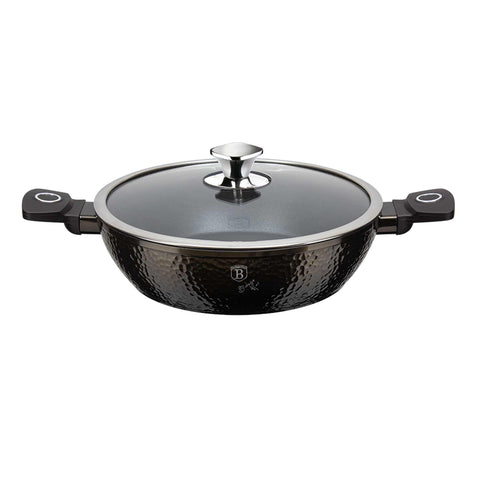  BH/6576, Olla baja con tapa de 24 cm, Negra, Olla baja de 24 cm, Olla baja, Olla baja con tapa, Olla, Utensilios de cocina, Cocina, Ollas y cazuelas