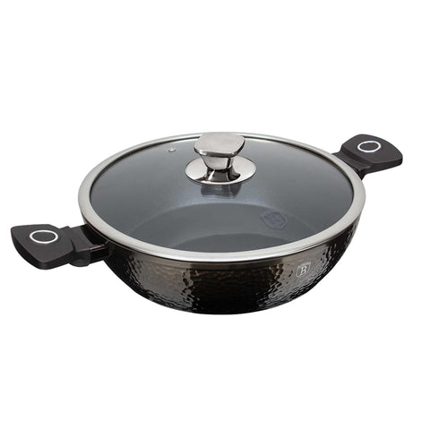 BH/6576, Olla baja con tapa de 24 cm, Negra, Olla baja de 24 cm, Olla baja, Olla baja con tapa, Olla, Utensilios de cocina, Cocina, Ollas y cazuelas