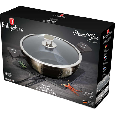  BH/6576, Olla baja con tapa de 24 cm, Negra, Olla baja de 24 cm, Olla baja, Olla baja con tapa, Olla, Utensilios de cocina, Cocina, Ollas y cazuelas