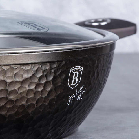  BH/6576, Olla baja con tapa de 24 cm, Negra, Olla baja de 24 cm, Olla baja, Olla baja con tapa, Olla, Utensilios de cocina, Cocina, Ollas y cazuelas