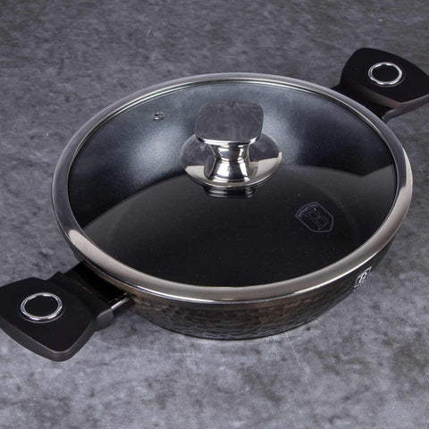  BH/6576, Olla baja con tapa de 24 cm, Negra, Olla baja de 24 cm, Olla baja, Olla baja con tapa, Olla, Utensilios de cocina, Cocina, Ollas y cazuelas
