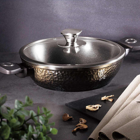  BH/6576, Olla baja con tapa de 24 cm, Negra, Olla baja de 24 cm, Olla baja, Olla baja con tapa, Olla, Utensilios de cocina, Cocina, Ollas y cazuelas