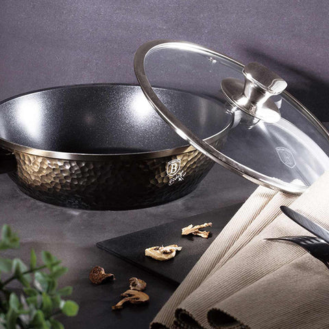  BH/6576, Olla baja con tapa de 24 cm, Negra, Olla baja de 24 cm, Olla baja, Olla baja con tapa, Olla, Utensilios de cocina, Cocina, Ollas y cazuelas