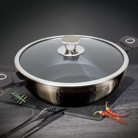  BH/6576, Olla baja con tapa de 24 cm, Negra, Olla baja de 24 cm, Olla baja, Olla baja con tapa, Olla, Utensilios de cocina, Cocina, Ollas y cazuelas