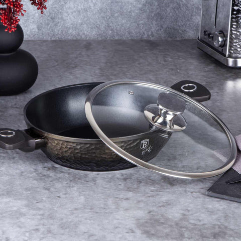  BH/6576, Olla baja con tapa de 24 cm, Negra, Olla baja de 24 cm, Olla baja, Olla baja con tapa, Olla, Utensilios de cocina, Cocina, Ollas y cazuelas