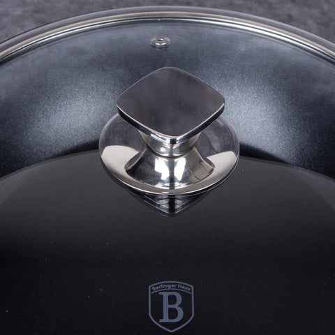  BH/6576, Olla baja con tapa de 24 cm, Negra, Olla baja de 24 cm, Olla baja, Olla baja con tapa, Olla, Utensilios de cocina, Cocina, Ollas y cazuelas