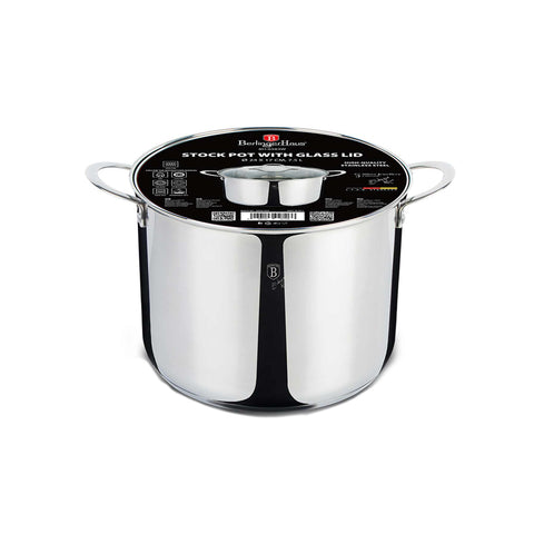 Product image of Stock pot with lid 24cm. Part of the Silver Jewellery Collection . Features: • Material: 18/10 stainless steel • Stock pot with lid Ø24*17 cm 7,5L • Color: stainless steel. (Studio view). Official Berlinger Haus product, boosted by Promintra sl.