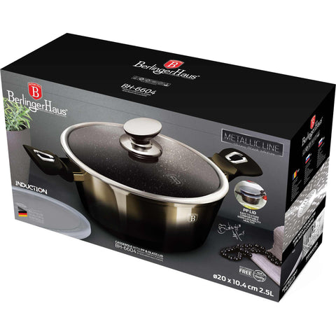  BH/6604, Cacerola con tapa de 20 cm, Negra, Cacerola de 20 cm, Batería de cocina inteligente, Cacerola, Olla, Cacerola con tapa, Batería de cocina, Cocina, Ollas y cazuelas