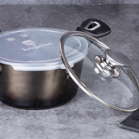  BH/6604, Cacerola con tapa de 20 cm, Negra, Cacerola de 20 cm, Batería de cocina inteligente, Cacerola, Olla, Cacerola con tapa, Batería de cocina, Cocina, Ollas y cazuelas