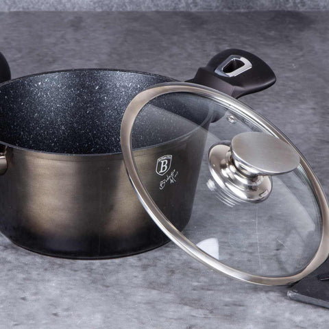  BH/6604, Cacerola con tapa de 20 cm, Negra, Cacerola de 20 cm, Batería de cocina inteligente, Cacerola, Olla, Cacerola con tapa, Batería de cocina, Cocina, Ollas y cazuelas