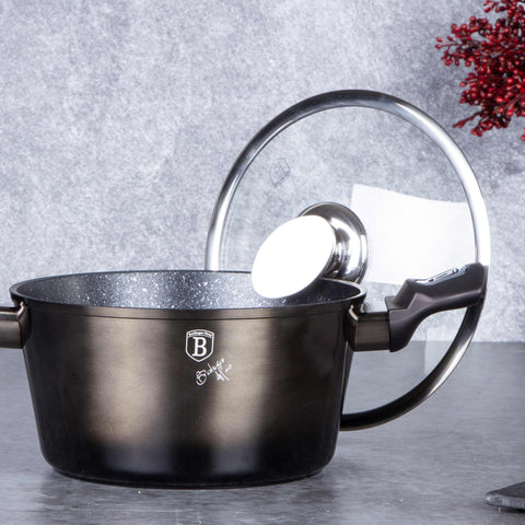  BH/6604, Cacerola con tapa de 20 cm, Negra, Cacerola de 20 cm, Batería de cocina inteligente, Cacerola, Olla, Cacerola con tapa, Batería de cocina, Cocina, Ollas y cazuelas
