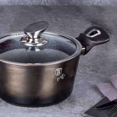  BH/6604, Cacerola con tapa de 20 cm, Negra, Cacerola de 20 cm, Batería de cocina inteligente, Cacerola, Olla, Cacerola con tapa, Batería de cocina, Cocina, Ollas y cazuelas