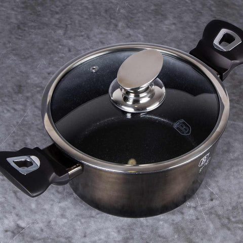  BH/6604, Cacerola con tapa de 20 cm, Negra, Cacerola de 20 cm, Batería de cocina inteligente, Cacerola, Olla, Cacerola con tapa, Batería de cocina, Cocina, Ollas y cazuelas