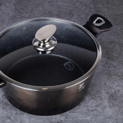 Cacerola, olla, cacerola con tapa, batería de cocina, cocina, batería de cocina inteligente, cacerola de 28 cm, negra,,BH/6606