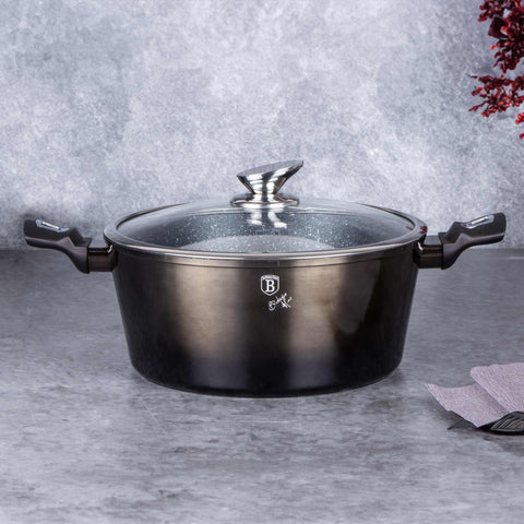  BH/6606, Cacerola con tapa de 28 cm, Negra, Cacerola de 28 cm, Batería de cocina inteligente, Cacerola, Olla, Cacerola con tapa, Batería de cocina, Cocina, Ollas y cazuelas