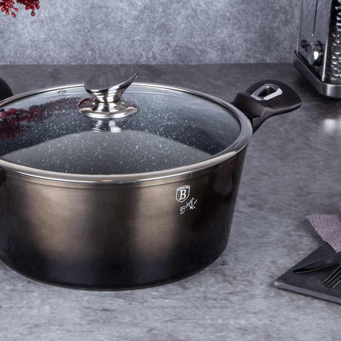  BH/6606, Cacerola con tapa de 28 cm, Negra, Cacerola de 28 cm, Batería de cocina inteligente, Cacerola, Olla, Cacerola con tapa, Batería de cocina, Cocina, Ollas y cazuelas