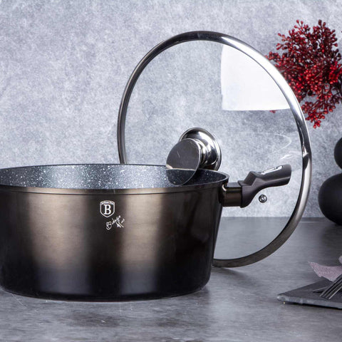  BH/6606, Cacerola con tapa de 28 cm, Negra, Cacerola de 28 cm, Batería de cocina inteligente, Cacerola, Olla, Cacerola con tapa, Batería de cocina, Cocina, Ollas y cazuelas