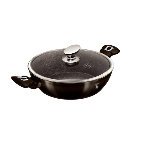 BH/6608, Olla baja con tapa de 24 cm, Negra, Olla baja de 24 cm, Olla baja, Olla baja con tapa, Olla, Utensilios de cocina, Cocina, Ollas y cazuelas