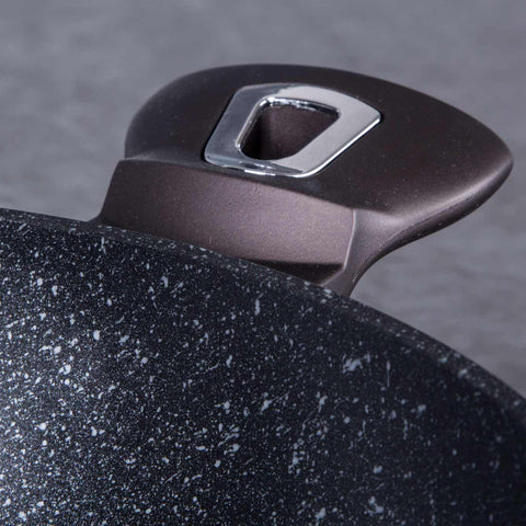 BH/6608, Olla baja con tapa de 24 cm, Negra, Olla baja de 24 cm, Olla baja, Olla baja con tapa, Olla, Utensilios de cocina, Cocina, Ollas y cazuelas