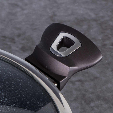 BH/6608, Olla baja con tapa de 24 cm, Negra, Olla baja de 24 cm, Olla baja, Olla baja con tapa, Olla, Utensilios de cocina, Cocina, Ollas y cazuelas