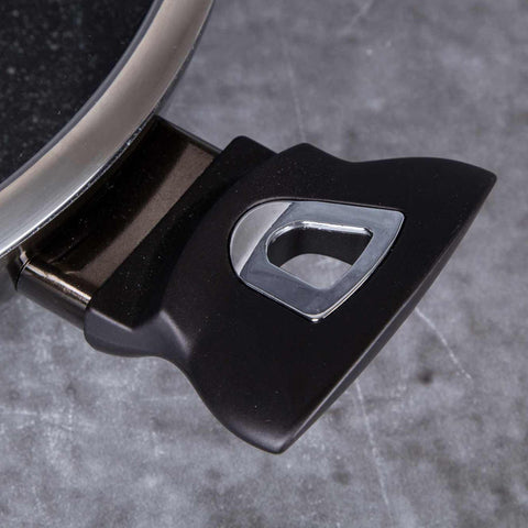 BH/6608, Olla baja con tapa de 24 cm, Negra, Olla baja de 24 cm, Olla baja, Olla baja con tapa, Olla, Utensilios de cocina, Cocina, Ollas y cazuelas