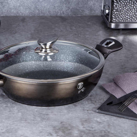  BH/6609, Olla baja con tapa 28cm, Negra, Olla baja 28 cm, Olla baja, Olla baja con tapa, Olla, Utensilios de cocina, Cocina, Ollas y cazuelas