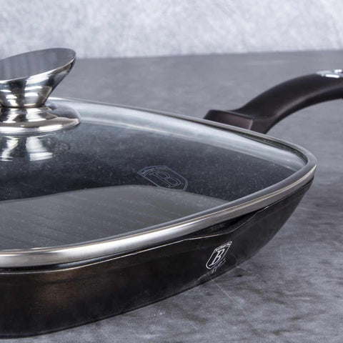 sartén, sartén para freír, sartén para parrilla, sartén para parrilla con tapa, batería de cocina, cocinar,sartén para parrilla de 28 cm con tapa,negro,,BH/6612