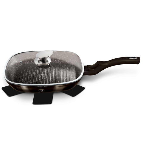 sartén, sartén para freír, sartén para parrilla, sartén para parrilla con tapa, batería de cocina, cocinar,sartén para parrilla de 28 cm con tapa,negro,,BH/6612