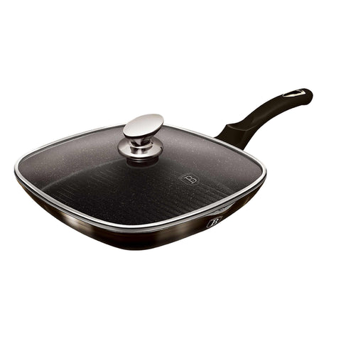 sartén, sartén para freír, sartén para parrilla, sartén para parrilla con tapa, batería de cocina, cocinar,sartén para parrilla de 28 cm con tapa,negro,,BH/6612