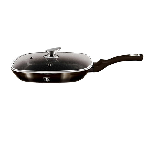 sartén, sartén para freír, sartén para parrilla, sartén para parrilla con tapa, batería de cocina, cocinar,sartén para parrilla de 28 cm con tapa,negro,,BH/6612