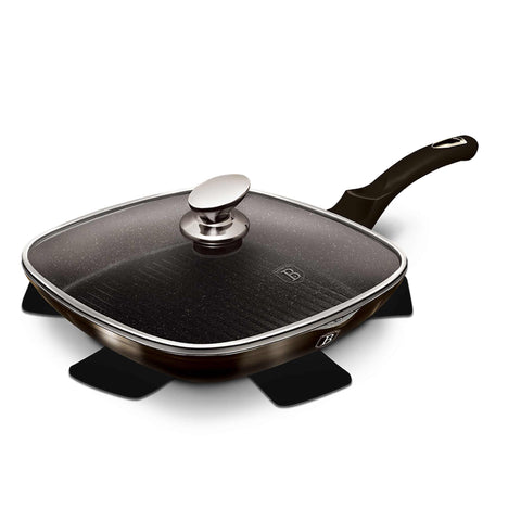 sartén, sartén para freír, sartén para parrilla, sartén para parrilla con tapa, batería de cocina, cocinar,sartén para parrilla de 28 cm con tapa,negro,,BH/6612