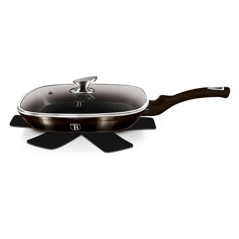 sartén, sartén para freír, sartén para parrilla, sartén para parrilla con tapa, batería de cocina, cocinar,sartén para parrilla de 28 cm con tapa,negro,,BH/6612