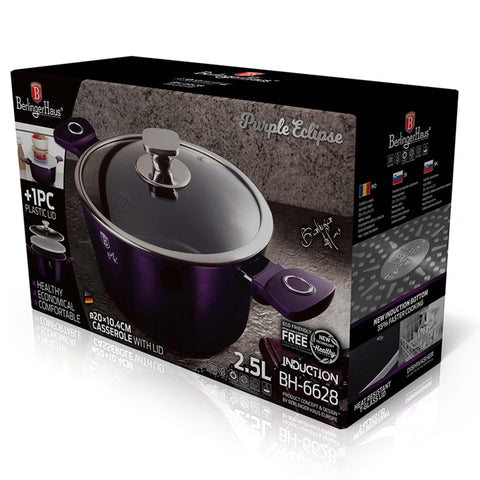 BH/6628, Cacerola con tapa de 20 cm, Morada, Cacerola de 20 cm, Batería de cocina inteligente, Cacerola, Olla, Cacerola con tapa, Batería de cocina, Cocina, Ollas y cazuelas