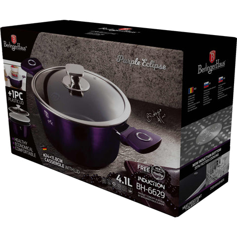 Cacerola, olla, cacerola con tapa, batería de cocina, cocina, batería de cocina inteligente, cacerola de 24 cm, violeta,,BH/6629