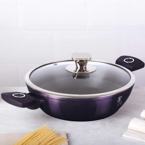  BH/6631, Olla baja con tapa de 24 cm, Morado, Olla baja de 24 cm, Olla baja, Olla baja con tapa, Olla, Utensilios de cocina, Cocina, Ollas y cazuelas