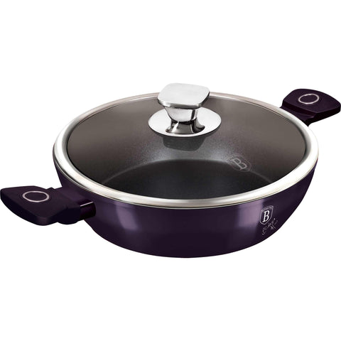 olla poco profunda, olla poco profunda con tapa, olla, utensilios de cocina, cocinar, olla poco profunda de 24 cm, violeta,,BH/6631