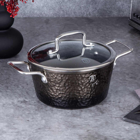 BH/6652, Cacerola con tapa de 20 cm, Negra, Cacerola de 20 cm, Batería de cocina inteligente, Cacerola, Olla, Cacerola con tapa, Batería de cocina, Cocina, Ollas y cazuelas