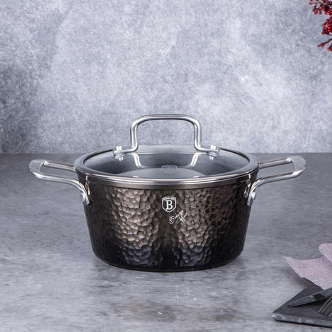  BH/6652, Cacerola con tapa de 20 cm, Negra, Cacerola de 20 cm, Batería de cocina inteligente, Cacerola, Olla, Cacerola con tapa, Batería de cocina, Cocina, Ollas y cazuelas