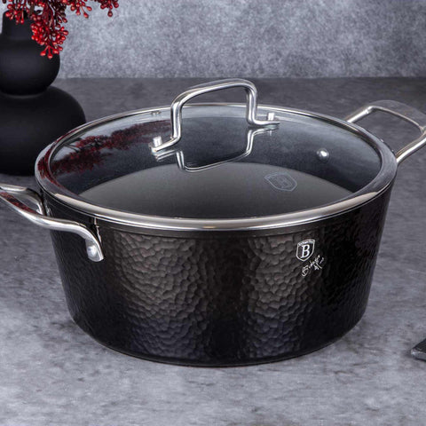 Cacerola, olla, cacerola con tapa, batería de cocina, cocina, batería de cocina inteligente, cacerola de 28 cm, negra,,BH/6654