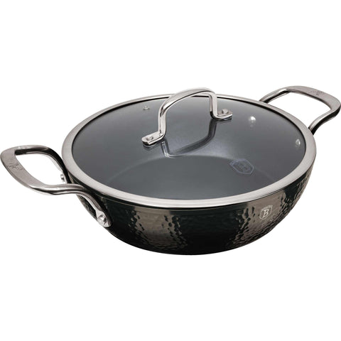  BH/6656, Olla baja con tapa 24cm, negra, olla baja 24 cm, olla baja, olla baja con tapa, olla, batería de cocina, cocinar