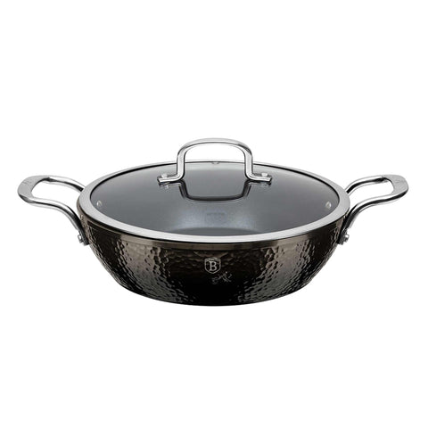  BH/6656, Olla baja con tapa de 24 cm, Negra, Olla baja de 24 cm, Olla baja, Olla baja con tapa, Olla, Utensilios de cocina, Cocina, Ollas y cazuelas
